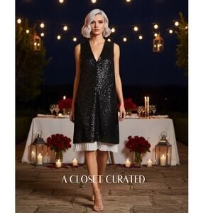 CALLAS Milano Ajour Sleeveless Sequin Tunic Midi Dress New 6 (IT 42)